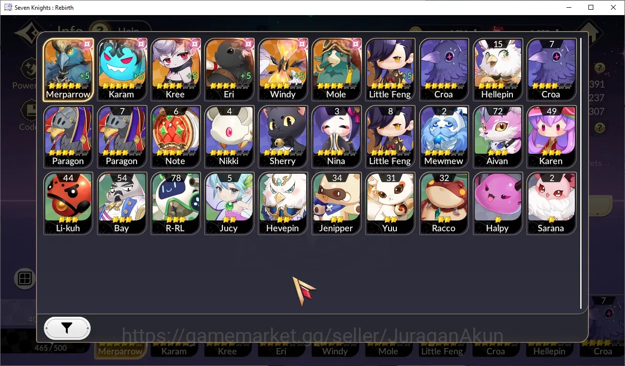 Seven Knights Re:Birth Accounts [Re:BIRTH]Global300xx|Old7k Rosie|33 Legend(KyleTc image 2