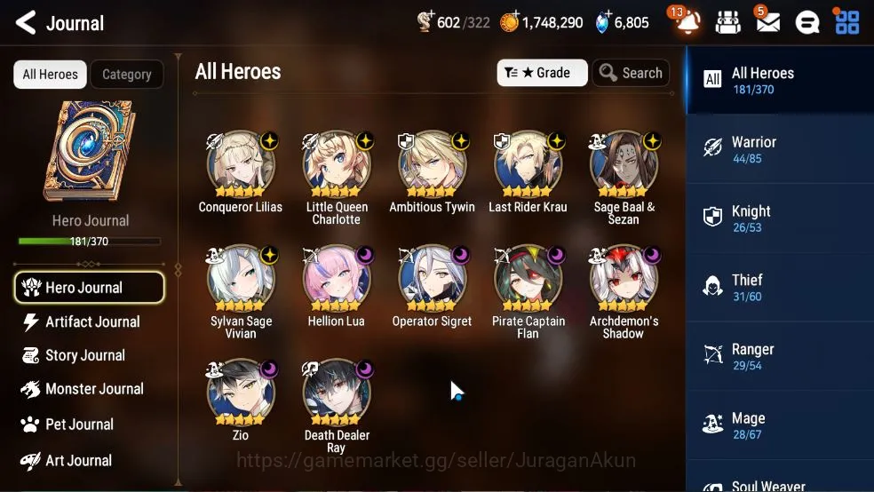 Epic Seven Accounts ASIA Unverif|12 ML(A Tywin,C Lilias,SS Vivian,Zio, image 5