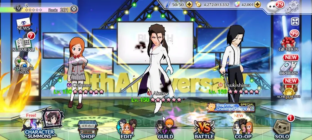 Bleach: Brave Souls Accounts High-End [GLOBAL] 42K Orbs| Rukia 10th Aniv, Nellier+Rangiku 10th Art,Byakuya Renewed Etc|CE 4