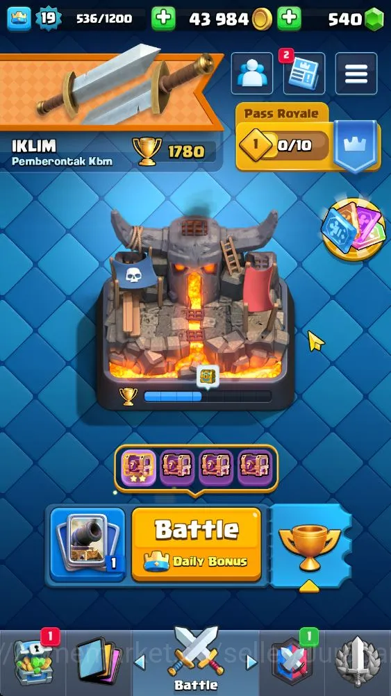 Clash Royale Accounts Starter Lvl 19|Trophy 1780|Best Starter|KTL 8|Card 39|1 EVO,6 Epic,17 Rare,16 Common|Gems
