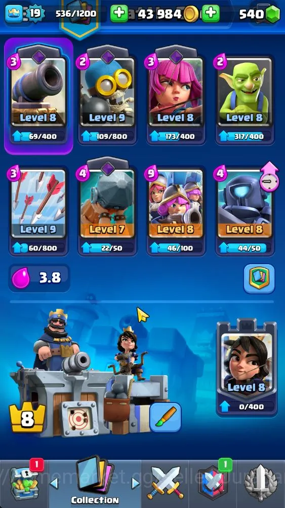 Clash Royale Accounts Starter Lvl 19|Trophy 1780|Best Starter|KTL 8|Card 39|1 EVO,6 Epic,17 Rare,16 Common|Gems 3