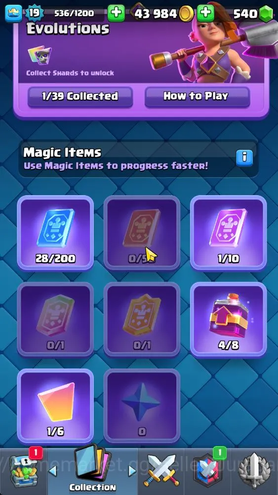 Clash Royale Accounts Starter Lvl 19|Trophy 1780|Best Starter|KTL 8|Card 39|1 EVO,6 Epic,17 Rare,16 Common|Gems 4
