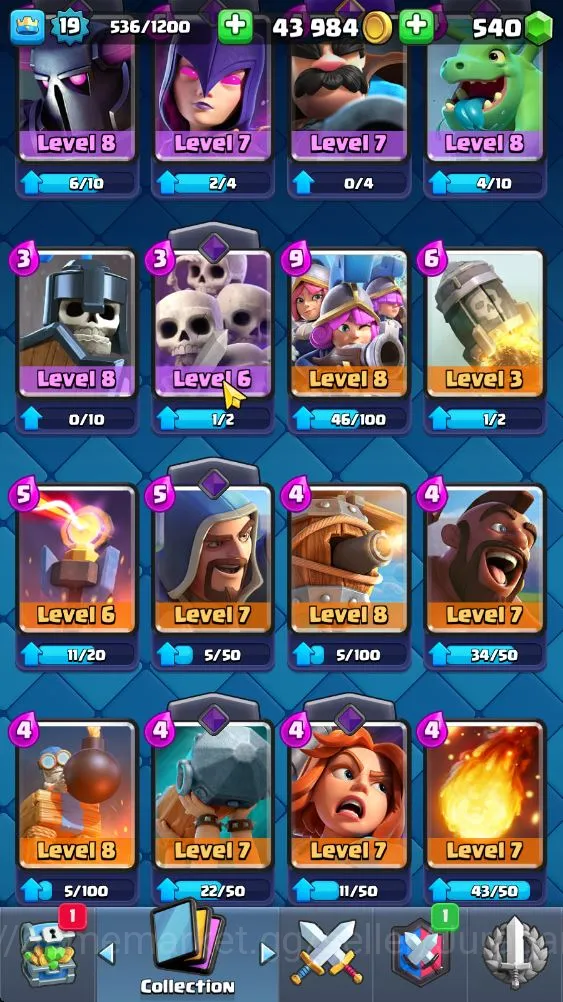 Clash Royale Accounts Starter Lvl 19|Trophy 1780|Best Starter|KTL 8|Card 39|1 EVO,6 Epic,17 Rare,16 Common|Gems 6