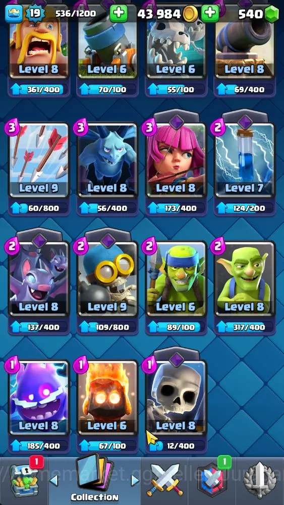 Clash Royale Accounts Starter Lvl 19|Trophy 1780|Best Starter|KTL 8|Card 39|1 EVO,6 Epic,17 Rare,16 Common|Gems 8