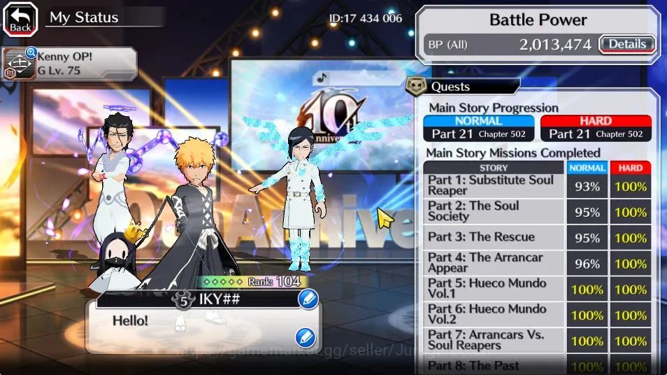 Bleach: Brave Souls Accounts Max Transcendence [GLOBAL]BP 2M|10 MAX 6