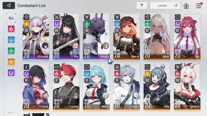 Chaos Zero Nightmare Accounts GLOBAL Lv21|3 SSR(Khalipe Rin Hugo) 10SR(BerylM3,AmirM2,ReiM2,LucasM1,etc) 11SR 3