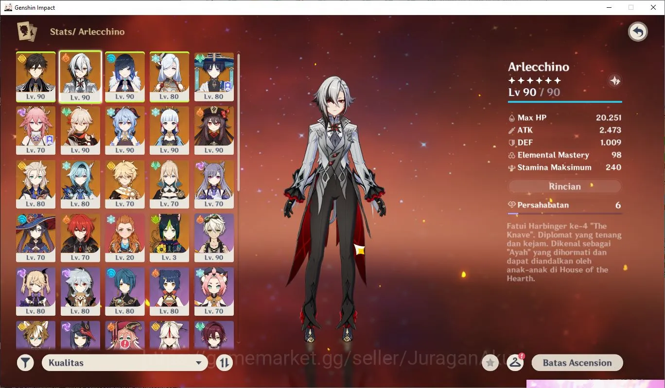 Genshin Impact Accounts End Game ASIA|AR 58| 12 Limited+ 7 [5* weapon][Arle+Sign,Hutao+Sign,Zhongli,Yelan,Kazuha,etc]|Take 2