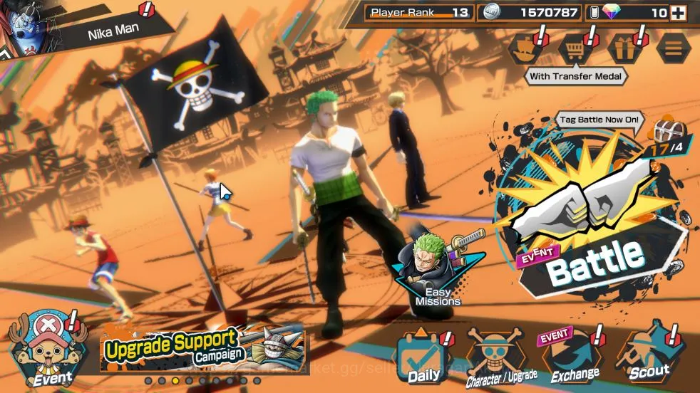 One Piece Bounty Rush Accounts Mid-Tier Global|7 META EX|Gol D.Roger King Pirates,Fleet Admiral Sakazuki,Shanks RED,Kid&Law 4