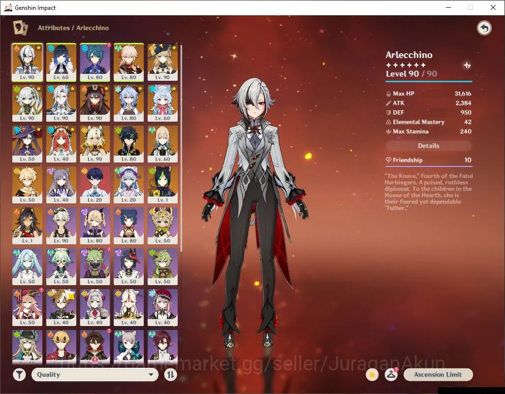 Genshin Impact Accounts Mid Game ASIA|AR 57|12 Limited + 7[5* Weapon][(Arlecchinon,Navia)+Sign,Neuvill,Hu 2