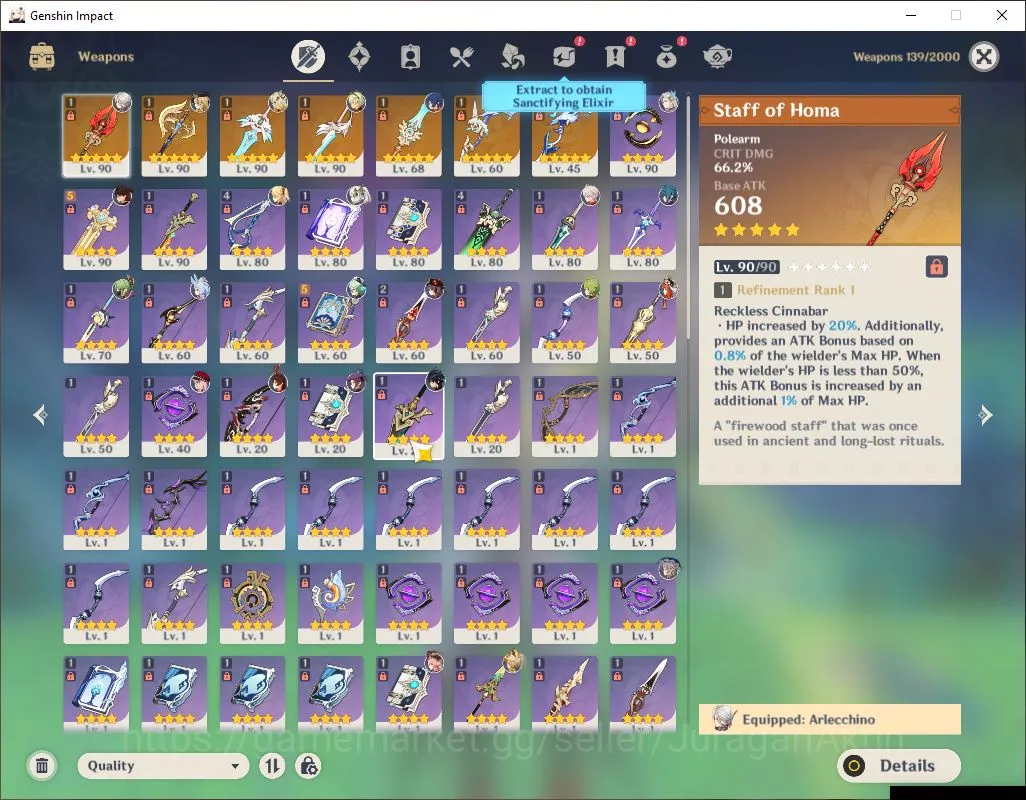 Genshin Impact Accounts Mid Game ASIA|AR 57|12 Limited + 7[5* Weapon][(Arlecchinon,Navia)+Sign,Neuvill,Hu 5