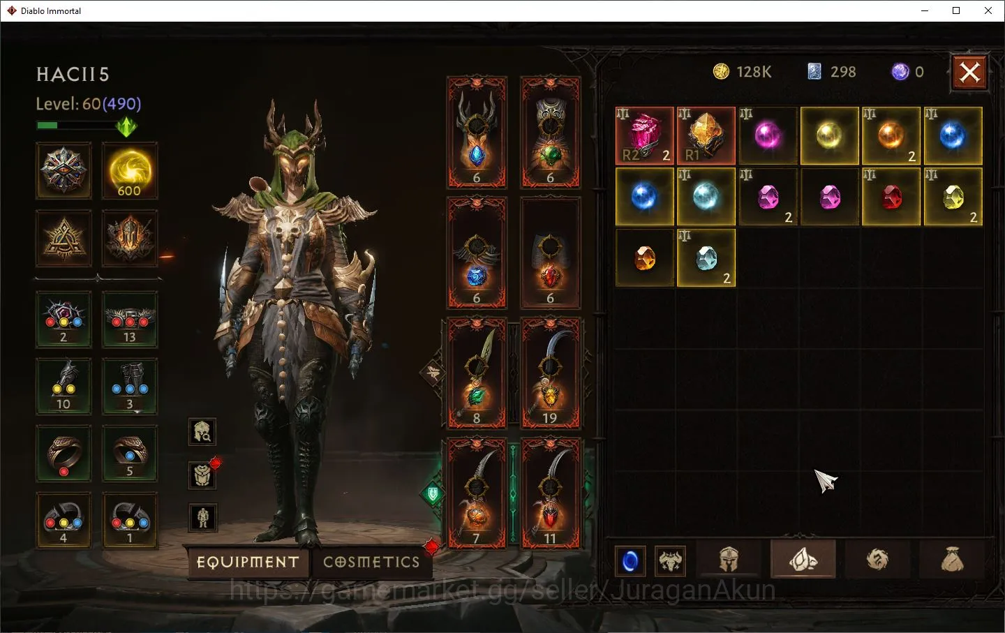 Diablo Immortal Accounts Mid-Tier SEA-Izual|Lv60(490)Tempest|28K CR|Reso 600|Hell III|Paragon Slayer|Hell Lv17|Esessence Lv 9