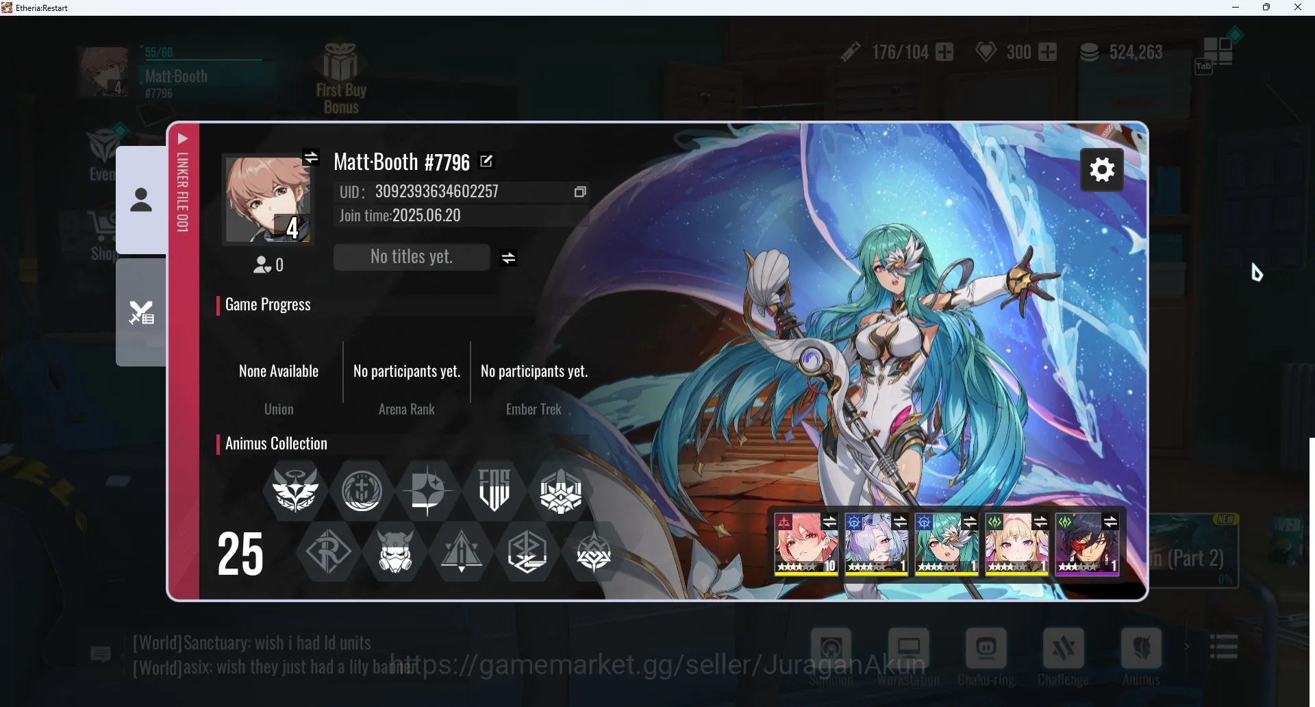 Etheria: Restart Accounts Starter [Sv Global-S4]Starte 4SSR (Lian,Xiada,Lingluo,Freya)|MC Male|Log Google|CheckSS(ER740) 2