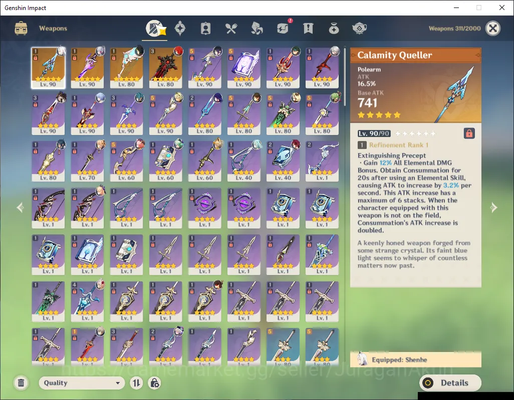 Genshin Impact Accounts End Game ASIA |AR 57|10 Limited 4+(5*Weapon)|Shenhe,Kamisato 4