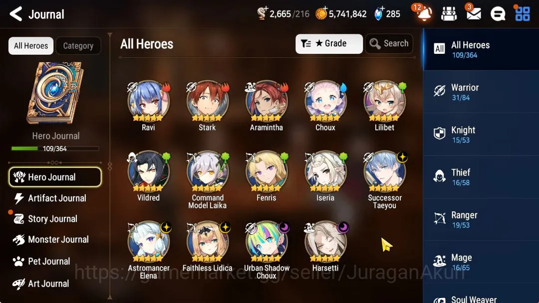 Epic Seven Accounts Starter GLOBAL Verif|Best Stratre|5 ML (Successor Taeyou,AElena,US Choux,etc)+Vildred,Ravi,Choux,etc|POH 4