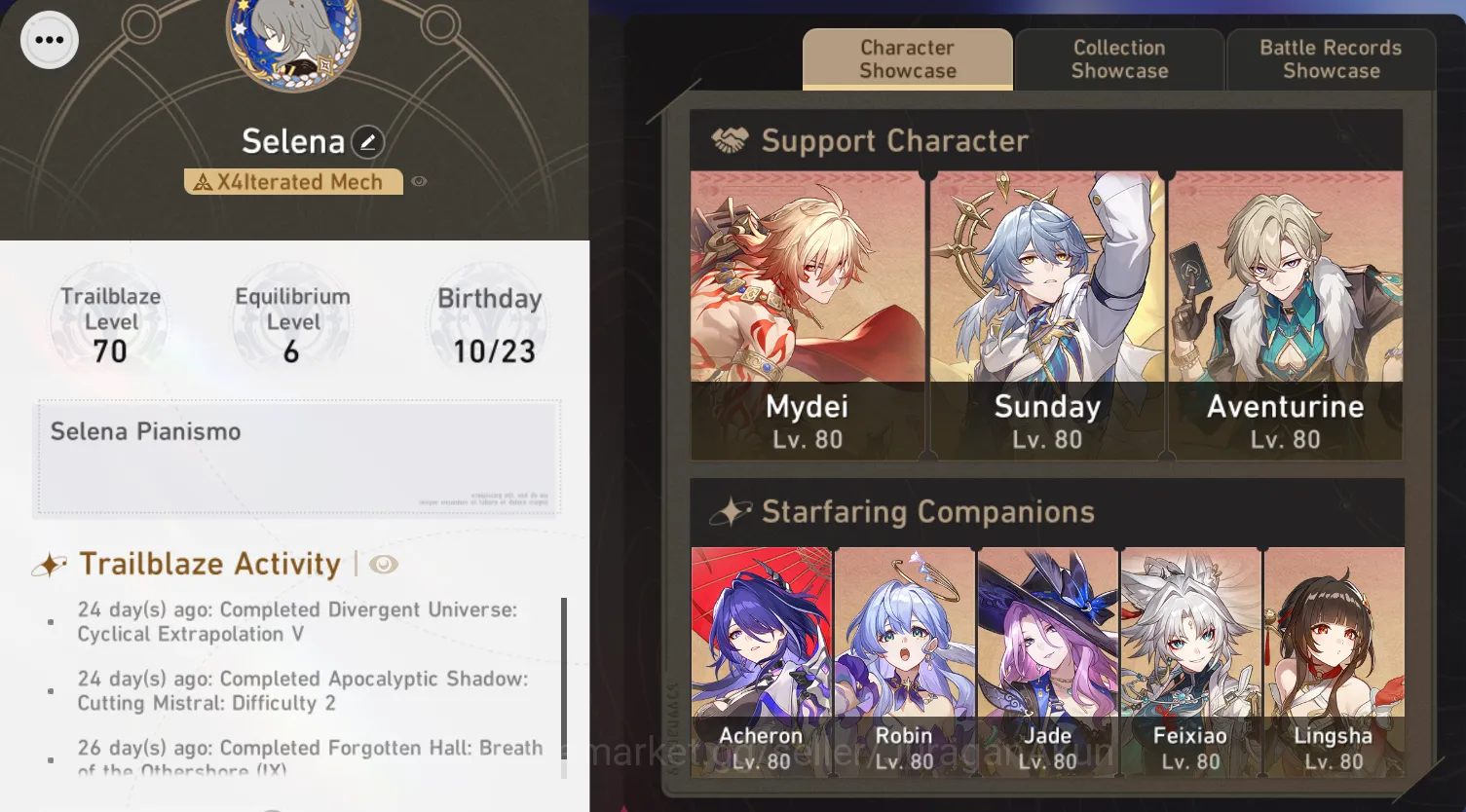 Honkai Star Rail Mid Game ASIA [TL70] 12 Limited (Hypercarry Acheron + Sign, image 1