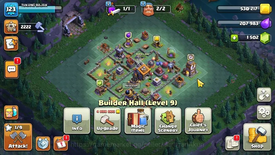 Clash of Clans Accounts Mid-Tier TH12-BH 6|LV 123|HH 9|BK 29,AQ 43,GW 20,MP 30,RC|1502 Gem|CN ON|Protect OFF|TAKE 4