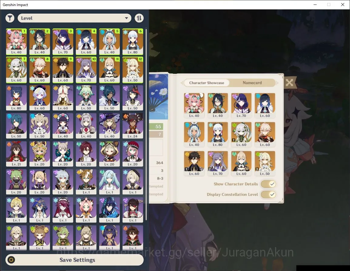 Genshin Impact Mid Game ASIA|AR55|9 Limited + 3[5 Star's Weapon]Yelan,Raid image 1