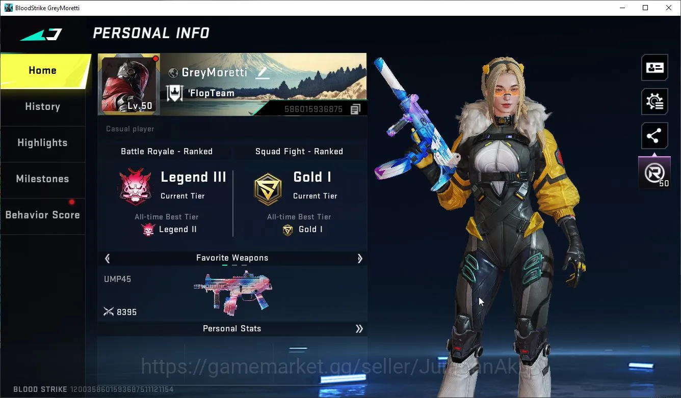 Blood Strike Accounts Mid-Tier Asia|Eternal Zero-Odashadow|5 Ultra(FAL-Warior Lv1,Spear-Iridian Lv3,Blast,Katya,Nacho)|+13 3