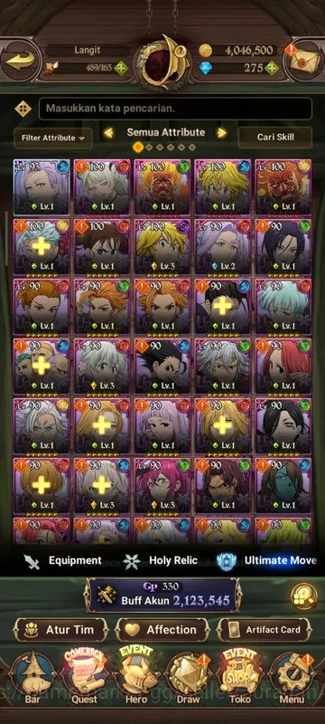 The Seven Deadly Sins: Grand Cross Accounts Midgame Asia |2,1M CC| 1LR + 3UR + Collab Overlord + 275 Gems (Ludociel 2