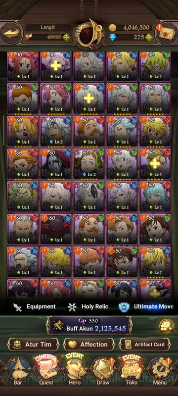 The Seven Deadly Sins: Grand Cross Accounts Midgame Asia |2,1M CC| 1LR + 3UR + Collab Overlord + 275 Gems (Ludociel 3
