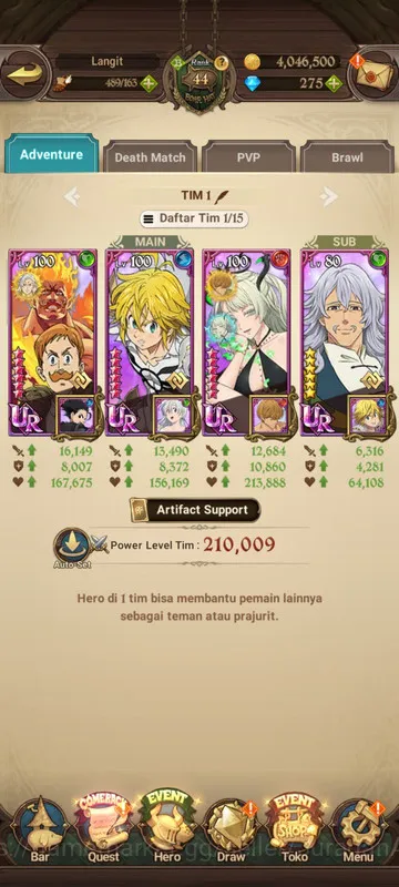 The Seven Deadly Sins: Grand Cross Accounts Midgame Asia |2,1M CC| 1LR + 3UR + Collab Overlord + 275 Gems (Ludociel 5