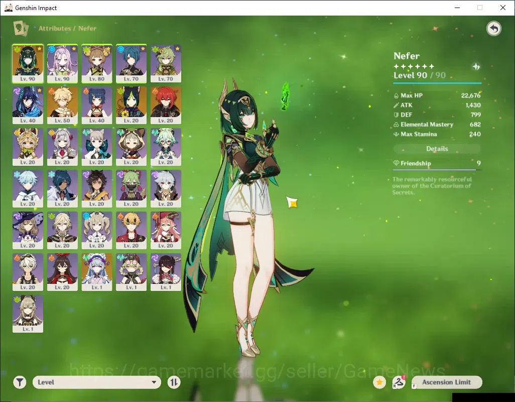 Genshin Impact Accounts Others Asia|AR 56|1 Limited + 1 (*5 Weapon)|Nefer C5|Skyward Pride|BD Unset|Mc Female|Take 12