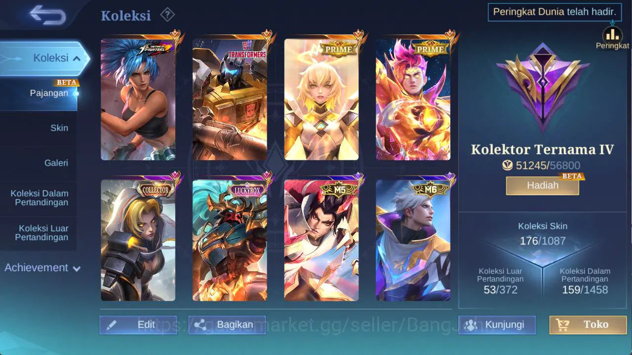 hero 101 skin 170+ prime (Beatrix, claude), LB alpha, zodiac selena, create kadita, champion brodi, M yuzhong, ML1279B Mobile Legends: Bang Bang Others hero 101 skin 170+ prime (Beatrix, claude), LB alp image 1