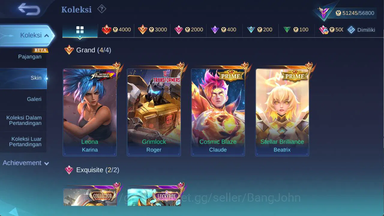 Mobile Legends: Bang Bang Accounts Others hero 101 skin 170+ prime (Beatrix, claude), LB alpha, zodiac selena, create 2