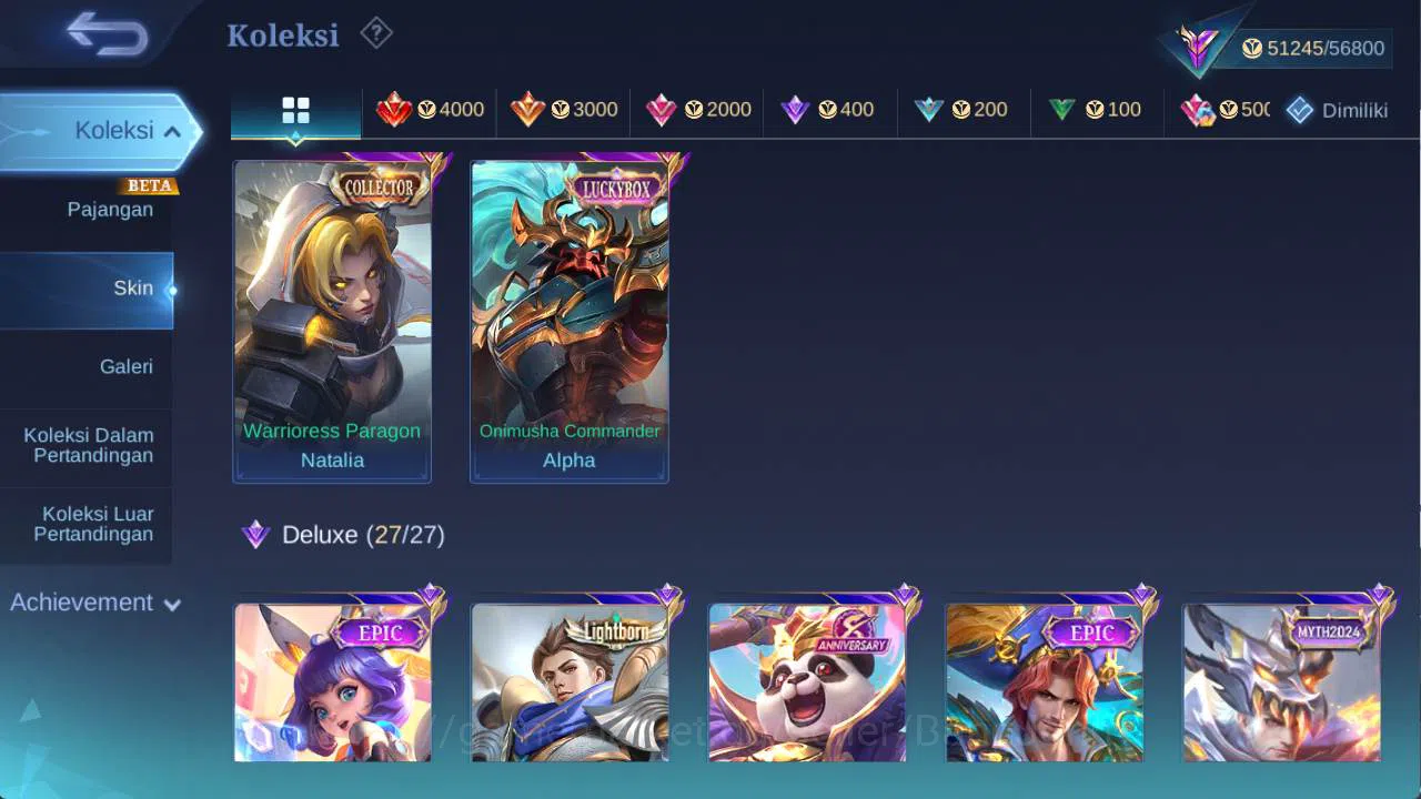 Mobile Legends: Bang Bang Accounts Others hero 101 skin 170+ prime (Beatrix, claude), LB alpha, zodiac selena, create 3