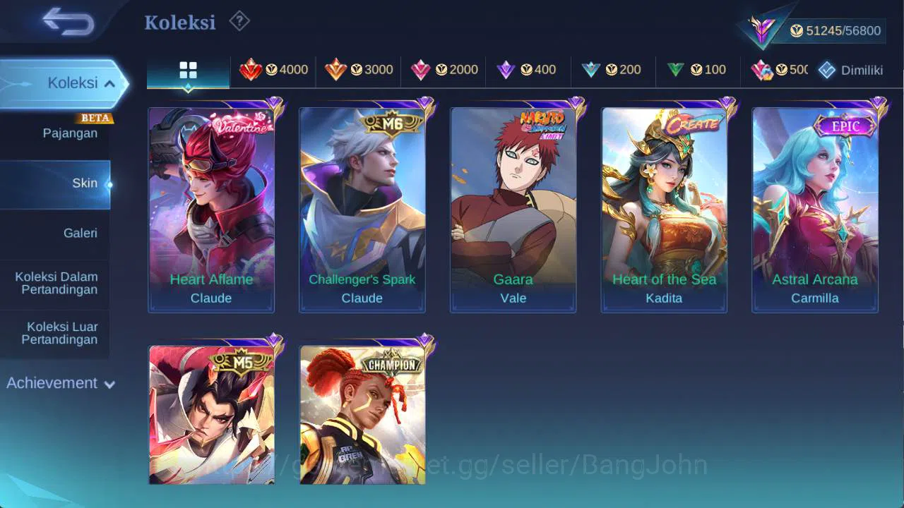 Mobile Legends: Bang Bang Accounts Others hero 101 skin 170+ prime (Beatrix, claude), LB alpha, zodiac selena, create 6