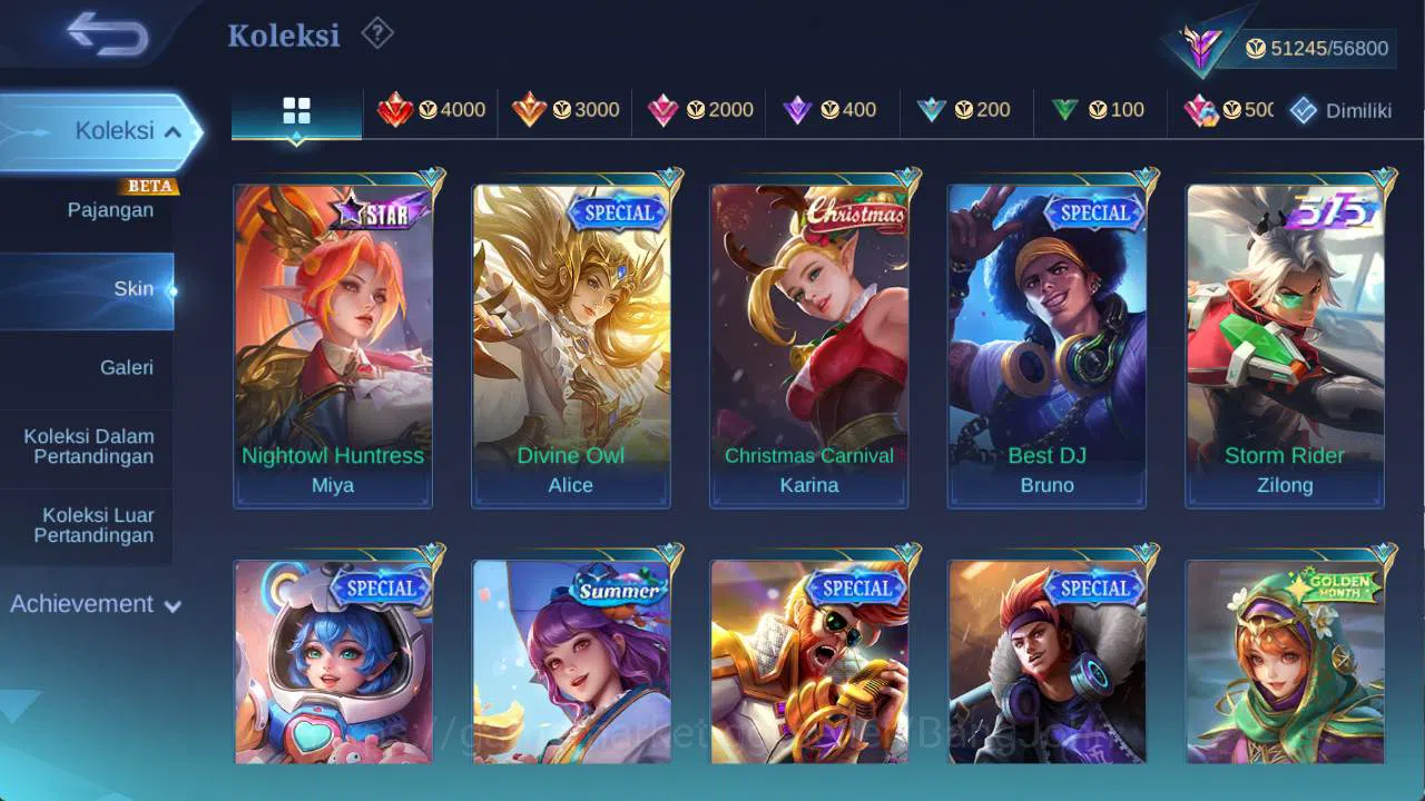 Mobile Legends: Bang Bang Accounts Others hero 101 skin 170+ prime (Beatrix, claude), LB alpha, zodiac selena, create 7