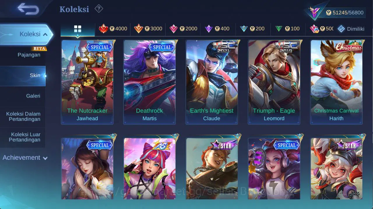 Mobile Legends: Bang Bang Accounts Others hero 101 skin 170+ prime (Beatrix, claude), LB alpha, zodiac selena, create 9
