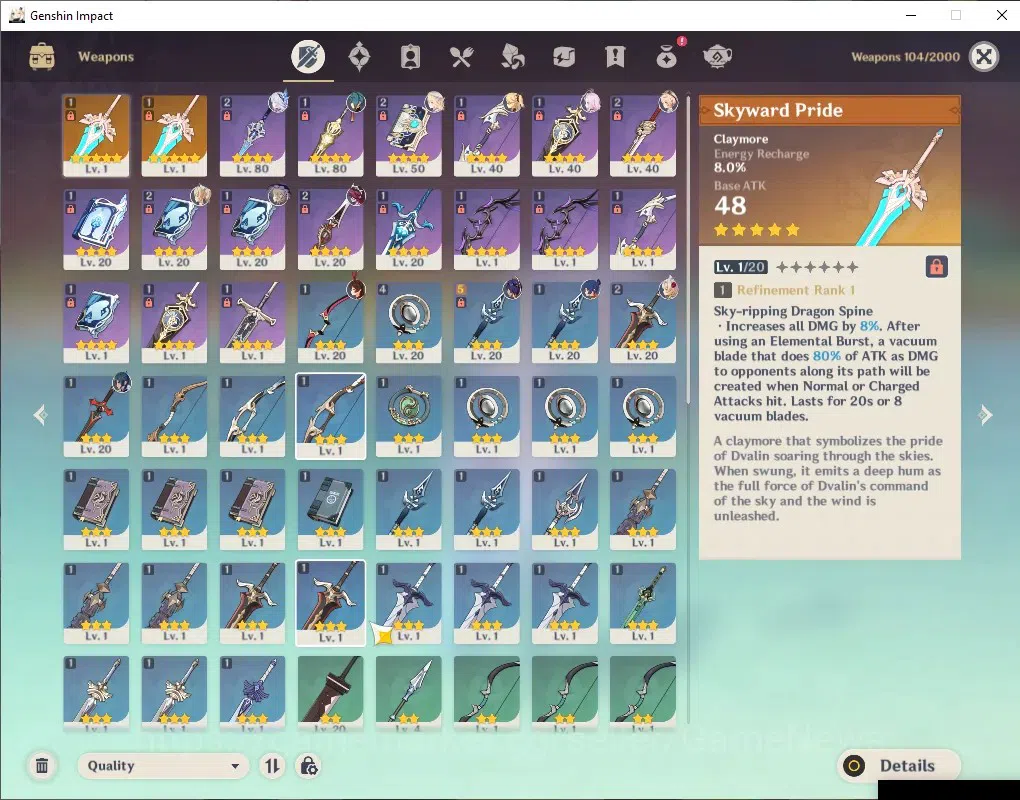 Genshin Impact Accounts ASIA| AR 48| 2 Limited + 2 (*5Weaapon)| [Skirk,Nic image 3