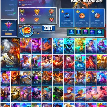 Mobile Legends: Bang Bang Accounts 🔥 #4066 🔥 💎 138 Skins 👑 KOF Guinevere Athena Asamiya ⚔️ KOF Karina Leona ⭐ Legend