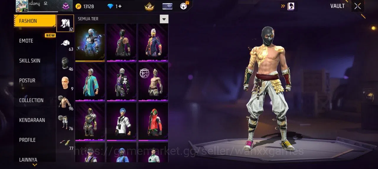 Free Fire Accounts Indonesia | AKUN LVL 55 SG HAND OF HOPE,MAMBAH,BUNYY VAULT 96 EMOTE 12 KATANA LOBY 1 TAS 19 WEAPON 105 2