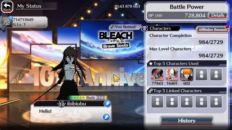 Bleach: Brave Souls Accounts [GLOBAL]50K Orb|Rukia 10th Anniv,TYBW26(Bambietta, image 3