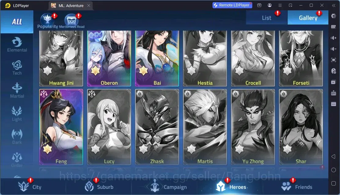Mobile Legends: Adventure Accounts Global | LV 60 | 1M Power | VIP 4 | Camp 23-35 | Hero 76 | 44 SSR | Detail Check SS 10