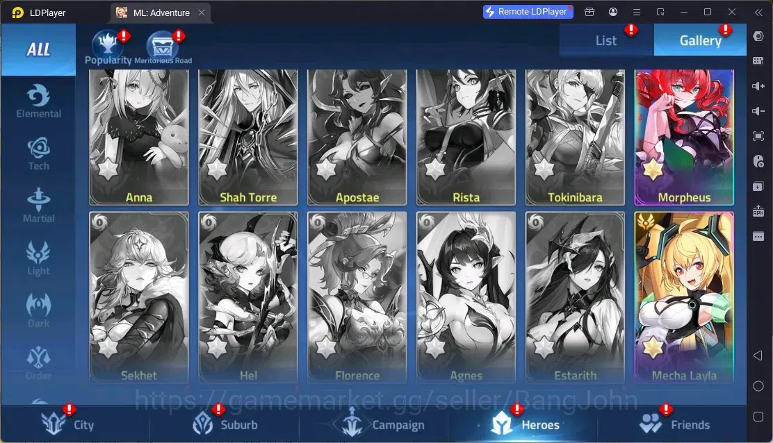 Mobile Legends: Adventure Accounts Global | LV 60 | 1M Power | VIP 4 | Camp 23-35 | Hero 76 | 44 SSR | Detail Check SS 11