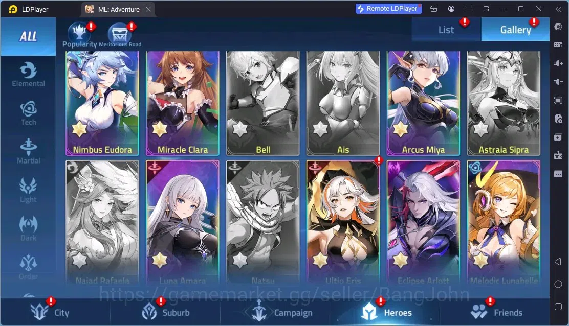 Mobile Legends: Adventure Accounts Global | LV 60 | 1M Power | VIP 4 | Camp 23-35 | Hero 76 | 44 SSR | Detail Check SS 12