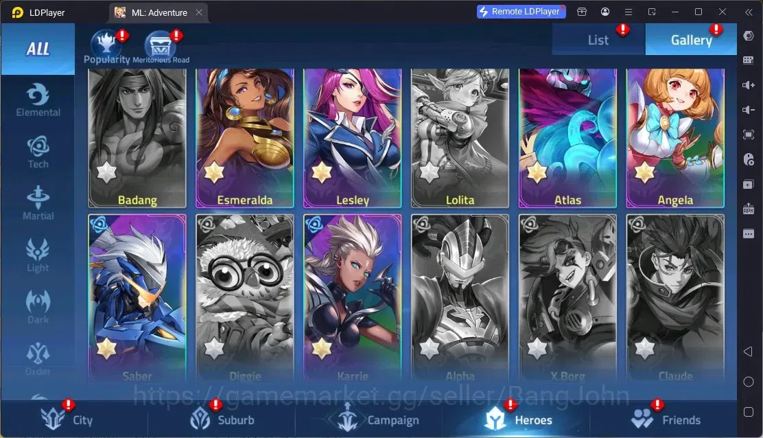 Mobile Legends: Adventure Accounts Global | LV 60 | 1M Power | VIP 4 | Camp 23-35 | Hero 76 | 44 SSR | Detail Check SS 14