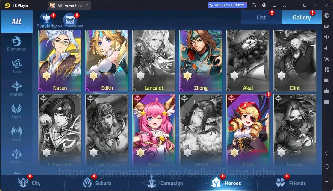 Mobile Legends: Adventure Accounts Global | LV 60 | 1M Power | VIP 4 | Camp 23-35 | Hero 76 | 44 SSR | Detail Check SS 15
