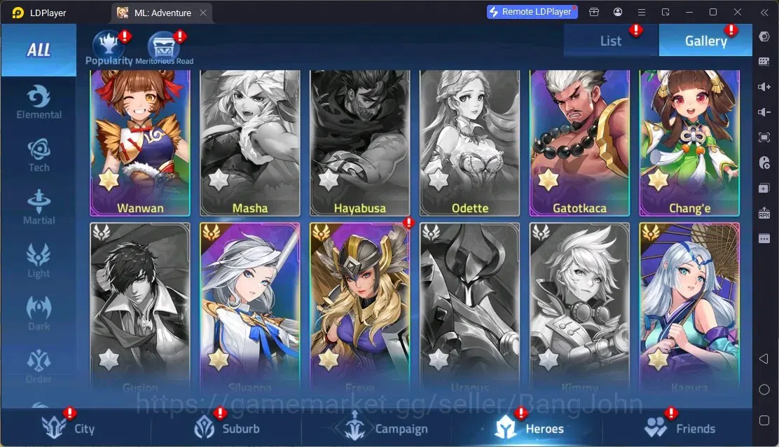 Mobile Legends: Adventure Accounts Global | LV 60 | 1M Power | VIP 4 | Camp 23-35 | Hero 76 | 44 SSR | Detail Check SS 16