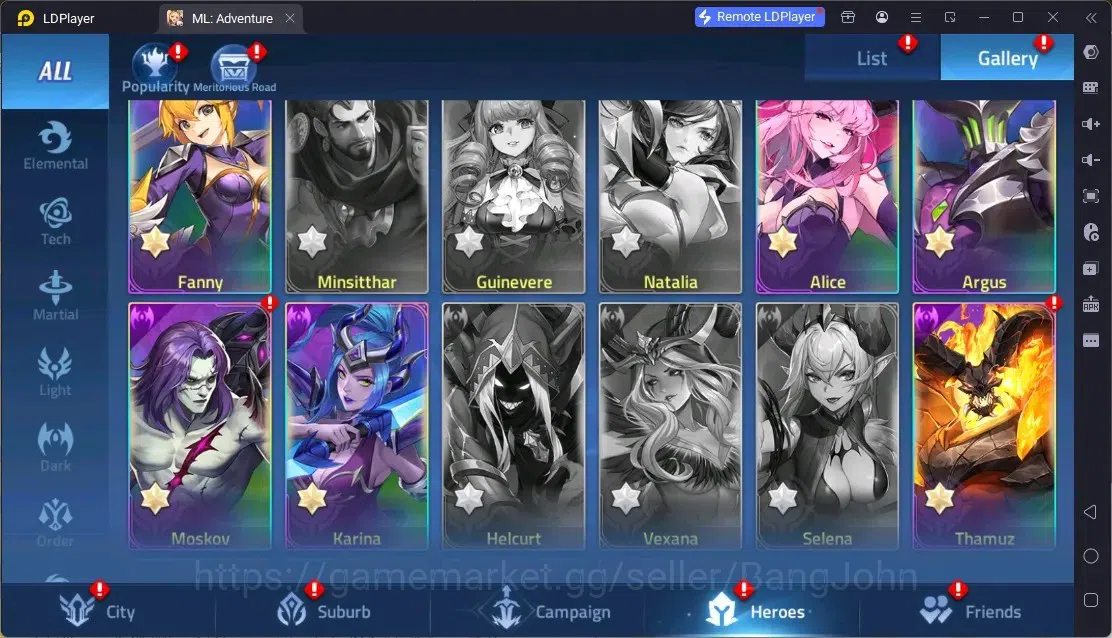 Mobile Legends: Adventure Accounts Global | LV 60 | 1M Power | VIP 4 | Camp 23-35 | Hero 76 | 44 SSR | Detail Check SS 17