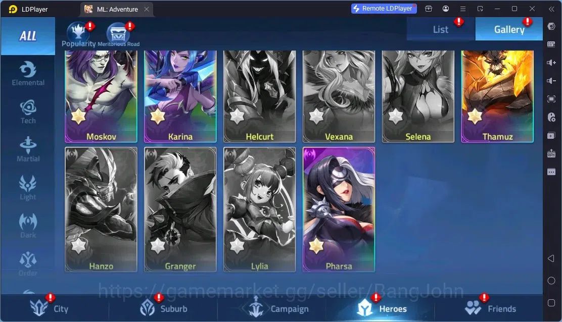 Mobile Legends: Adventure Accounts Global | LV 60 | 1M Power | VIP 4 | Camp 23-35 | Hero 76 | 44 SSR | Detail Check SS 18