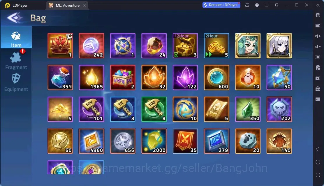 Mobile Legends: Adventure Accounts Global | LV 60 | 1M Power | VIP 4 | Camp 23-35 | Hero 76 | 44 SSR | Detail Check SS 20