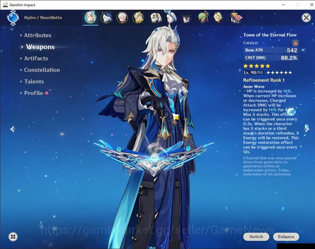 Genshin Impact Accounts Others ASIA|AR 58|Neuvillette PremTeam|12 Limited + 7(*5 Standard)|(Neuvillette,Yelan)+Sign,Kazuha 5