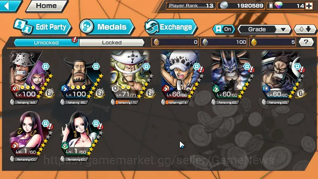 One Piece Bounty Rush Accounts Global |4 EX | GP Edward Newgate, TSC Kaido, WI Tr image 5