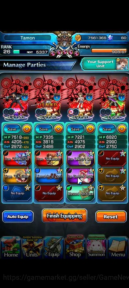 Grand Summoners Accounts End-Game Global|Rank 26|12 Ascend|HimuraTW,MikotoTW,Saito,WH Fen,S Miyu,Chloe,Canaria,Etc|Lpot 3
