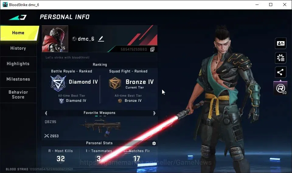 Blood Strike Accounts ASIA|Melee ULTRA Lightblade-Dark Force]|5 Legendar image 2
