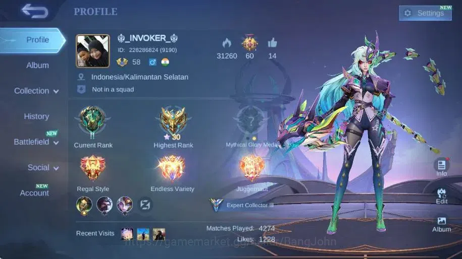Mobile Legends: Bang Bang Accounts Collector Global|Skin 165|Expert|Collector Natalia,DragonT Estes+Masha,V.E.N.O.M 1